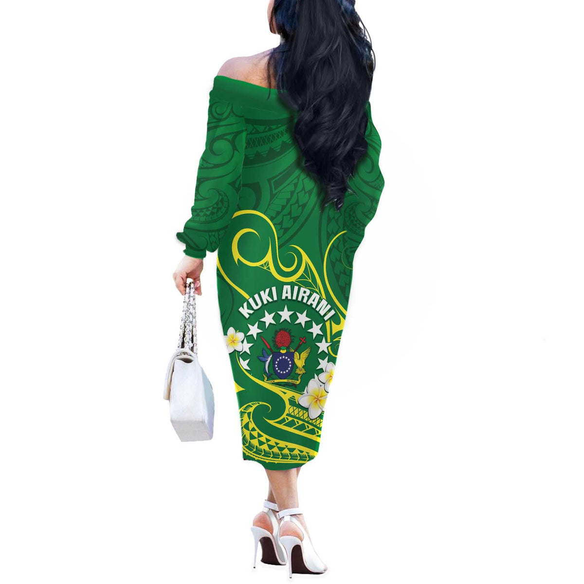 Cook Islands Happy Constitution Day Off The Shoulder Long Sleeve Dress Pattern Tribal Art LT05 - Polynesian Pride