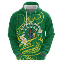 Cook Islands Happy Constitution Day Zip Hoodie Pattern Tribal Art