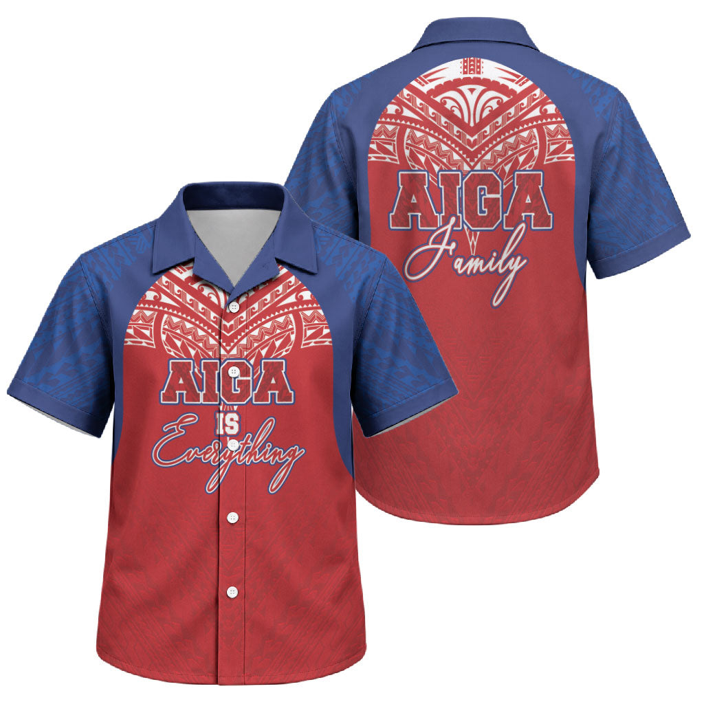 Aiga Samoa Family Matching Short Sleeve Bodycon Dress and Hawaiian Shirt Aiga Is Everything LT05 Son's Shirt Red - Polynesian Pride