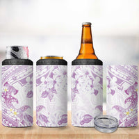 Polynesia Hammerhead Shark 4 in 1 Can Cooler Tumbler Tropical Flowers Tribal Pattern Lavender