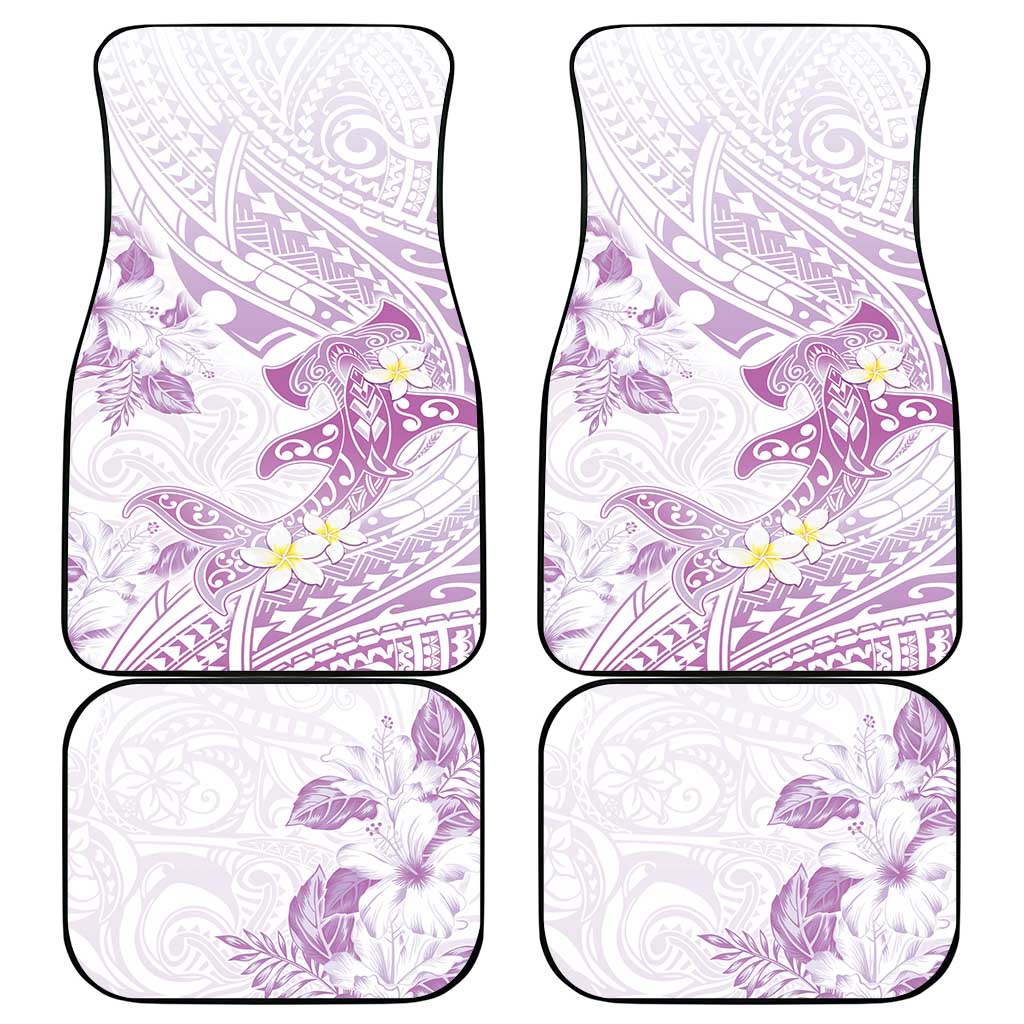 Polynesia Hammerhead Shark Car Mats Tropical Flowers Tribal Pattern Lavender