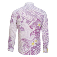 Polynesia Hammerhead Shark Family Matching Off Shoulder Short Dress and Hawaiian Shirt Tropical Flowers Tribal Pattern Lavender