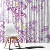 Polynesia Hammerhead Shark Window Curtain Tropical Flowers Tribal Pattern Lavender