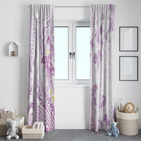 Polynesia Hammerhead Shark Window Curtain Tropical Flowers Tribal Pattern Lavender