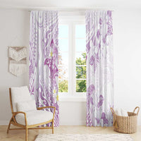 Polynesia Hammerhead Shark Window Curtain Tropical Flowers Tribal Pattern Lavender