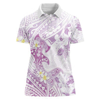 Polynesia Hammerhead Shark Women Polo Shirt Tropical Flowers Tribal Pattern Lavender LT05 Female Purple - Polynesian Pride