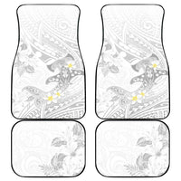 Polynesia Hammerhead Shark Car Mats Tropical Flowers Tribal Pattern White