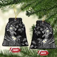 Polynesia Hammerhead Shark Ceramic Ornament Tropical Flowers Tribal Pattern Black