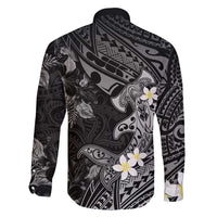 Polynesia Hammerhead Shark Family Matching Mermaid Dress and Hawaiian Shirt Tropical Flowers Tribal Pattern Black