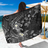 Polynesia Hammerhead Shark Sarong Tropical Flowers Tribal Pattern Black