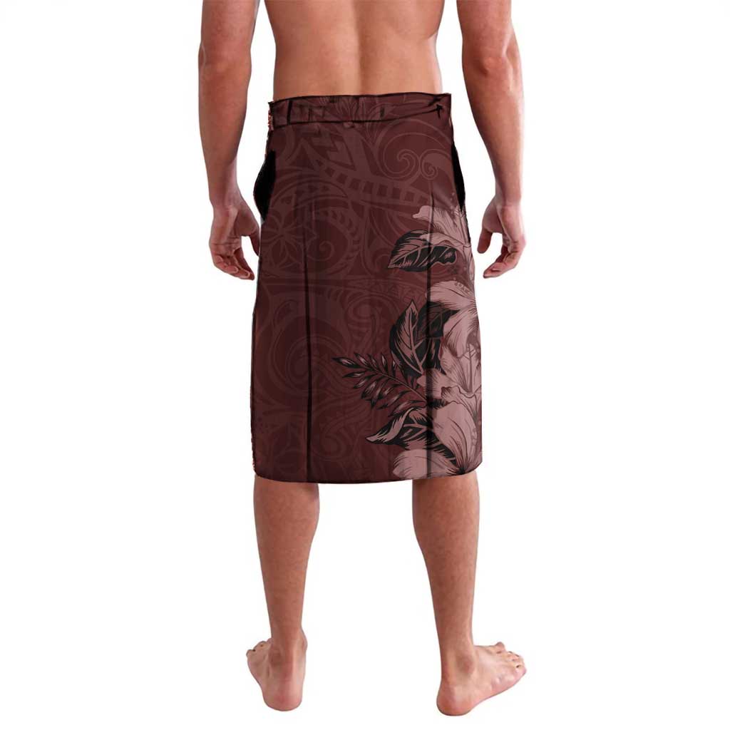 Polynesia Hammerhead Shark Lavalava Tropical Flowers Tribal Pattern Oxblood