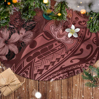 Polynesia Hammerhead Shark Tree Skirt Tropical Flowers Tribal Pattern Oxblood
