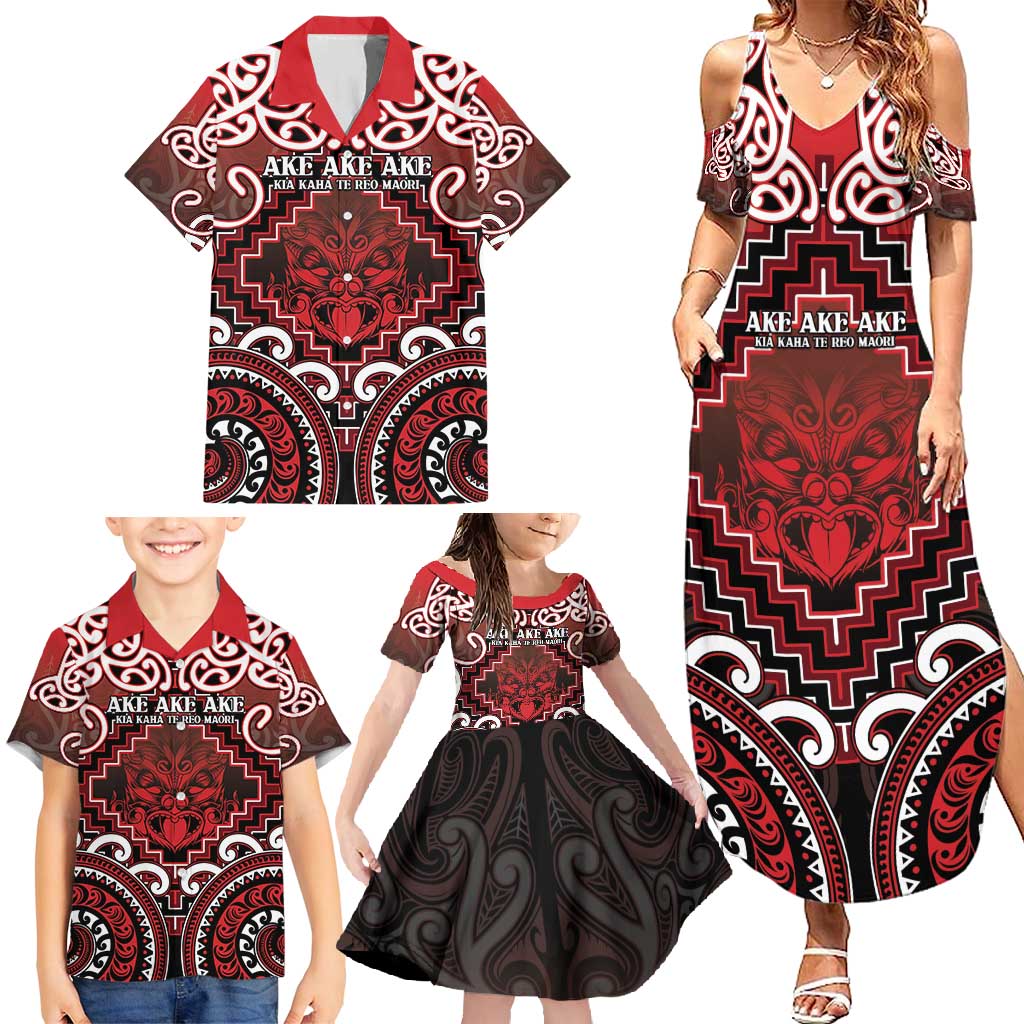 Personalised New Zealand Aotearoa Family Matching Summer Maxi Dress and Hawaiian Shirt Te Reo Maori Ake Ake Ake - Polynesian Pride