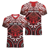 Personalised New Zealand Aotearoa Women V-Neck T-Shirt Te Reo Maori Ake Ake Ake - Polynesian Pride