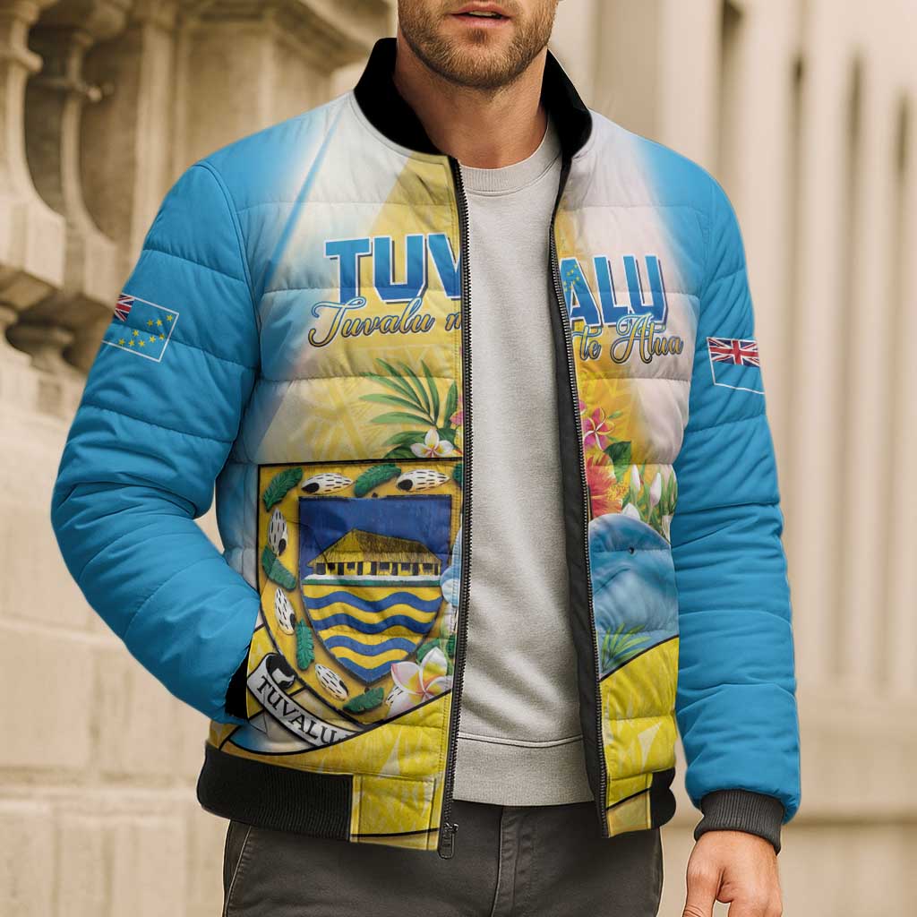 Personalised Tuvalu Independence Day Bomber Puffer Jacket Tuvalu Mo Te Atua - Polynesian Pride