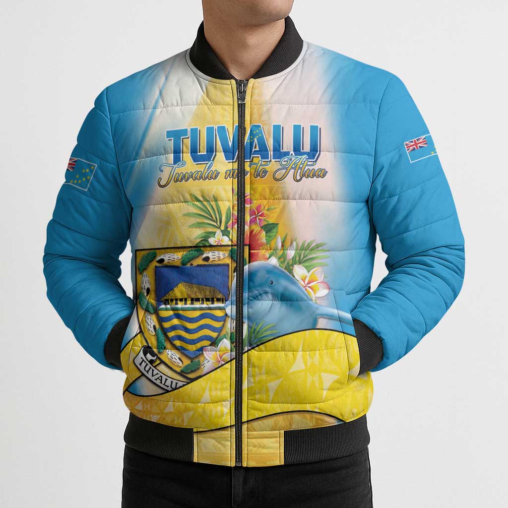 Personalised Tuvalu Independence Day Bomber Puffer Jacket Tuvalu Mo Te Atua - Polynesian Pride