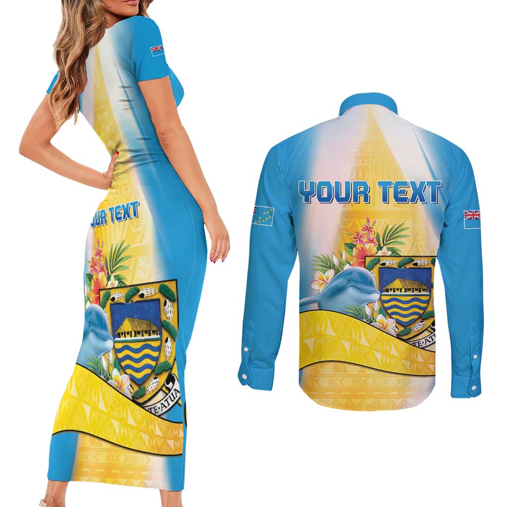 Personalised Tuvalu Independence Day Couples Matching Short Sleeve Bodycon Dress and Long Sleeve Button Shirt Tuvalu Mo Te Atua - Polynesian Pride