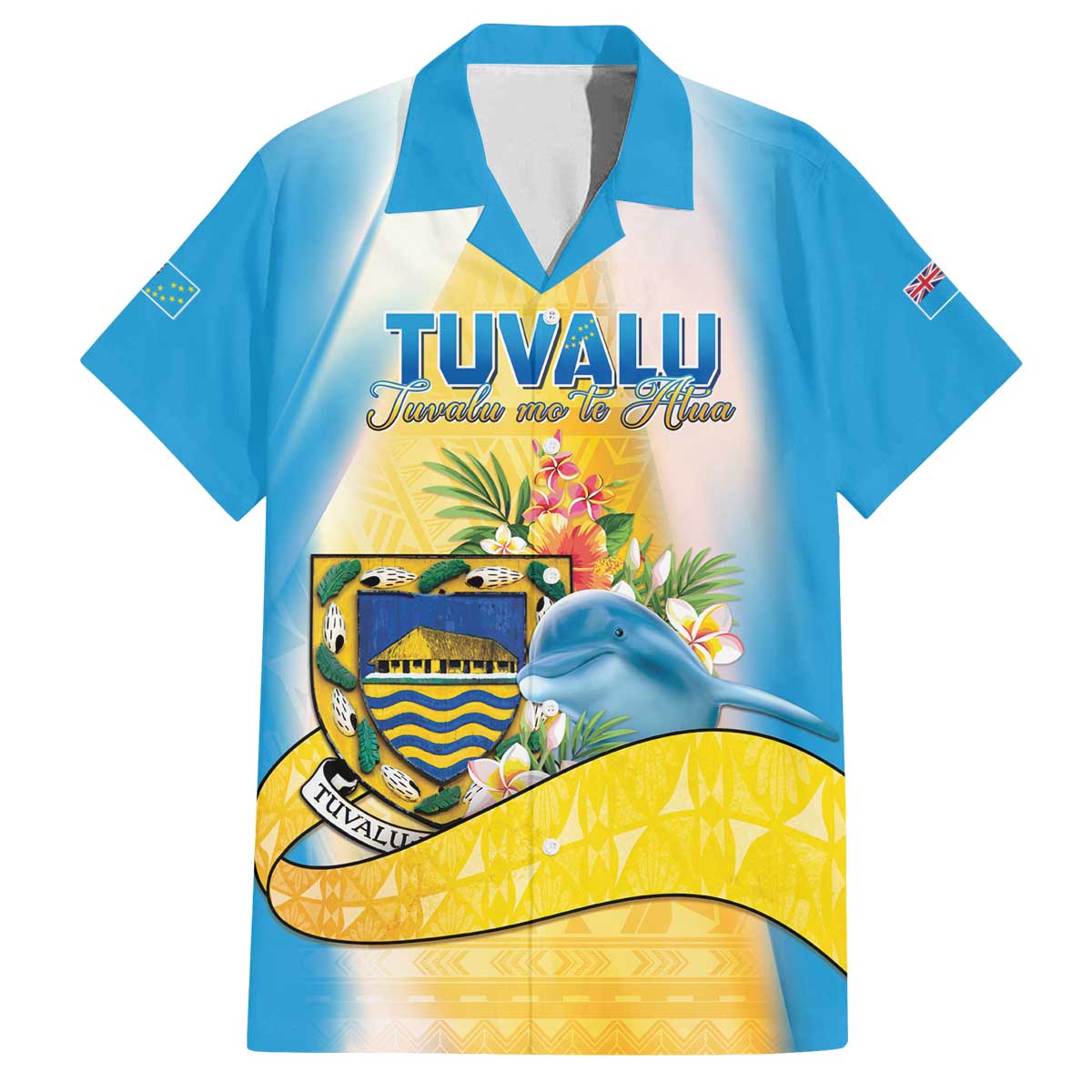 Personalised Tuvalu Independence Day Family Matching Off The Shoulder Long Sleeve Dress and Hawaiian Shirt Tuvalu Mo Te Atua - Polynesian Pride