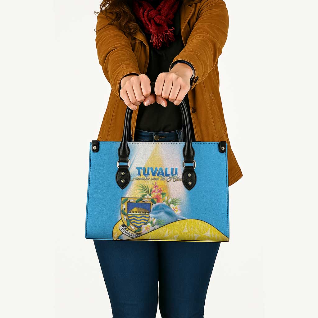 Tuvalu Independence Day Leather Bag Tuvalu Mo Te Atua - Polynesian Pride