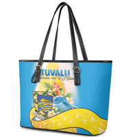 Tuvalu Independence Day Leather Tote Bag Tuvalu Mo Te Atua - Polynesian Pride