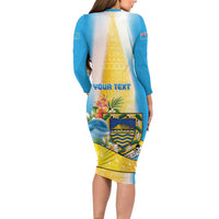 Personalised Tuvalu Independence Day Long Sleeve Bodycon Dress Tuvalu Mo Te Atua - Polynesian Pride
