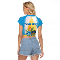 Personalised Tuvalu Independence Day Raglan Cropped T Shirt Tuvalu Mo Te Atua - Polynesian Pride