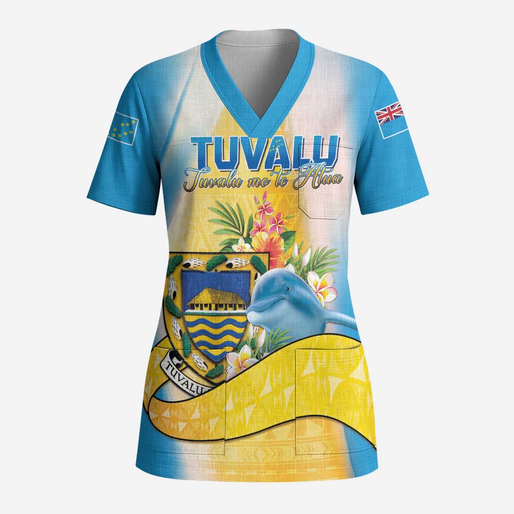 Personalised Tuvalu Independence Day Scrub Top Tuvalu Mo Te Atua - Polynesian Pride