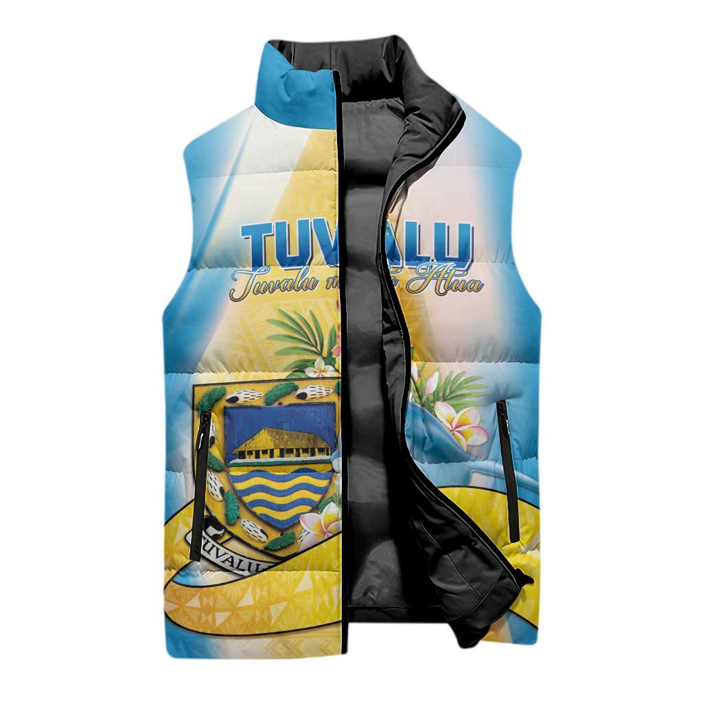 Personalised Tuvalu Independence Day Sleeveless Puffer Jacket Tuvalu Mo Te Atua - Polynesian Pride