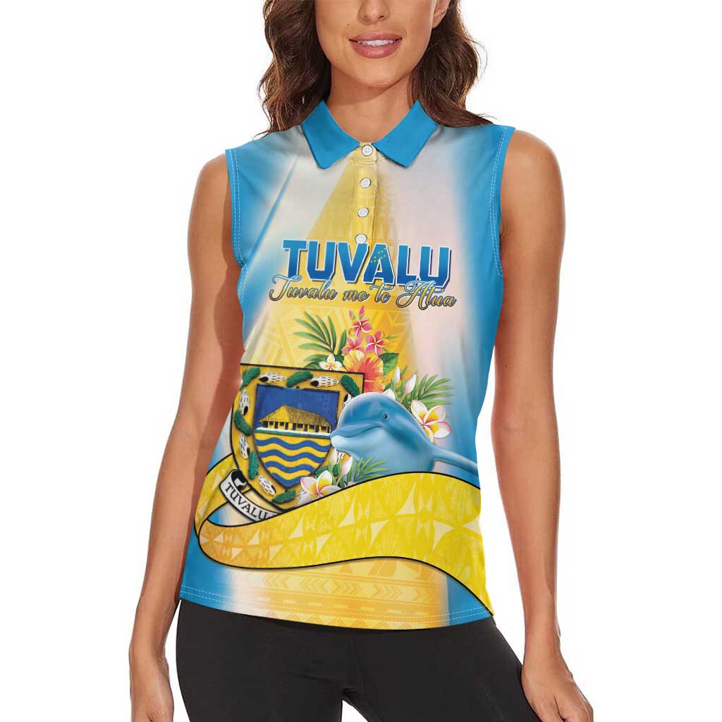 Personalised Tuvalu Independence Day Women Sleeveless Polo Shirt Tuvalu Mo Te Atua - Polynesian Pride