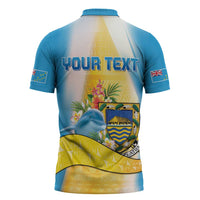 Personalised Tuvalu Independence Day Zipper Polo Shirt Tuvalu Mo Te Atua - Polynesian Pride