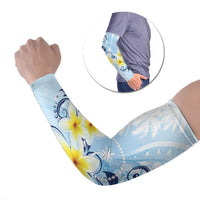 FSM Chuuk Constitution Day Arm Sleeves Polynesian Curves Plumeria - Polynesian Pride