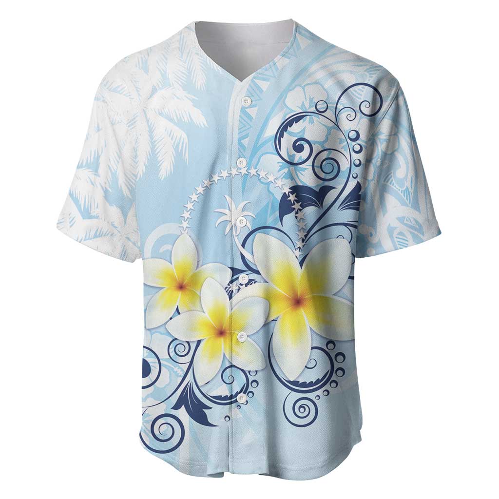 FSM Chuuk Constitution Day Baseball Jersey Polynesian Curves Plumeria - Polynesian Pride