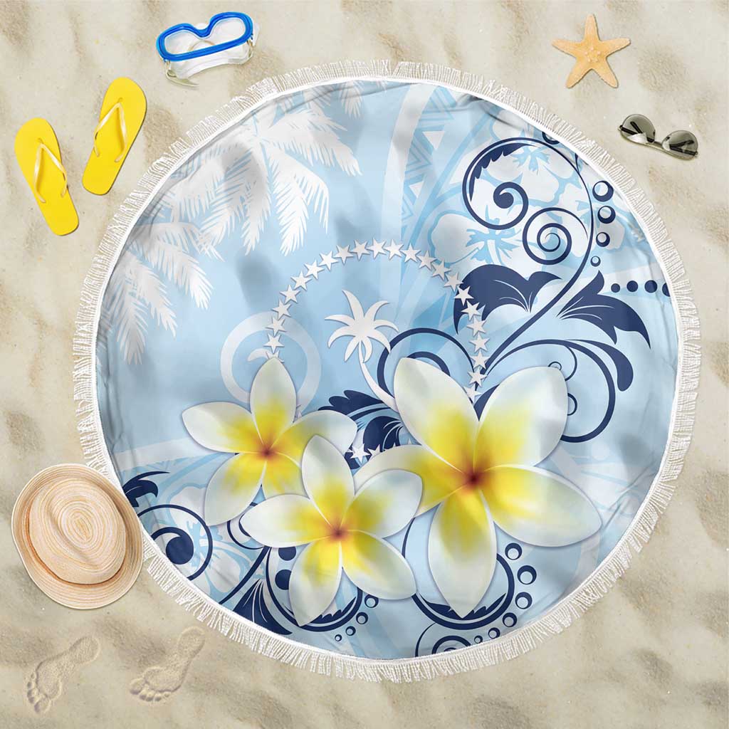 FSM Chuuk Constitution Day Beach Blanket Polynesian Curves Plumeria - Polynesian Pride