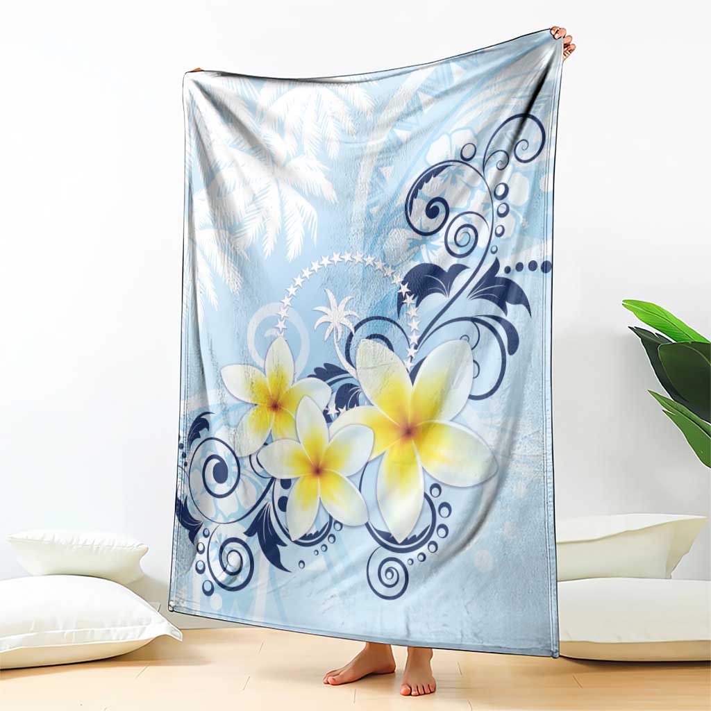 FSM Chuuk Constitution Day Blanket Polynesian Curves Plumeria - Polynesian Pride