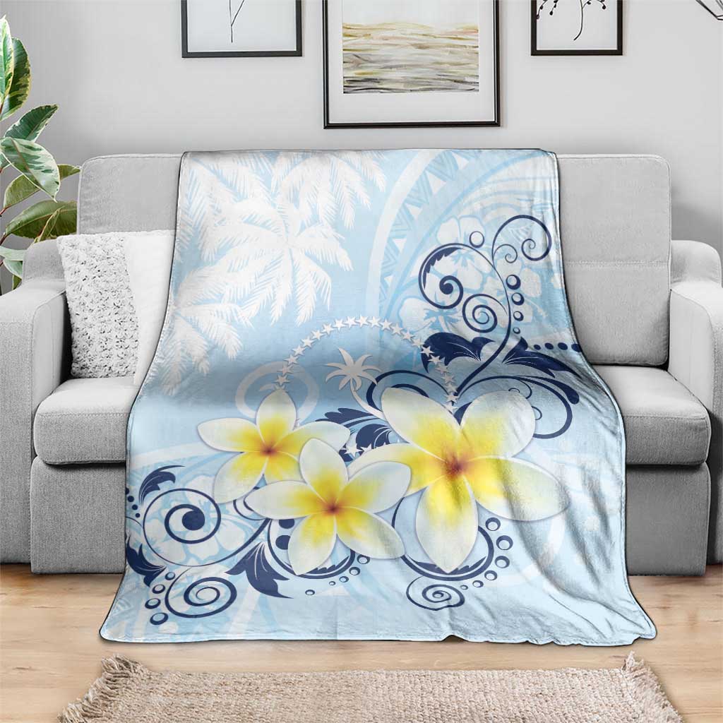 FSM Chuuk Constitution Day Blanket Polynesian Curves Plumeria - Polynesian Pride