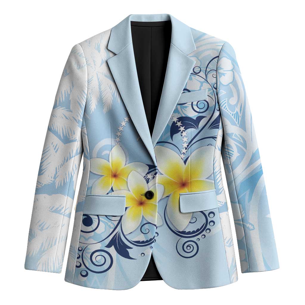 FSM Chuuk Constitution Day Blazer Polynesian Curves Plumeria - Polynesian Pride