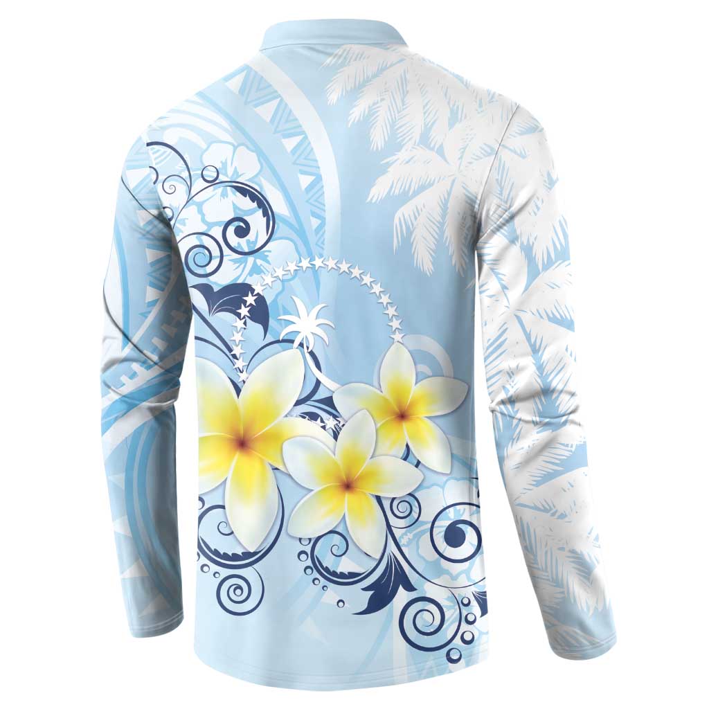 FSM Chuuk Constitution Day Button Sweatshirt Polynesian Curves Plumeria - Polynesian Pride