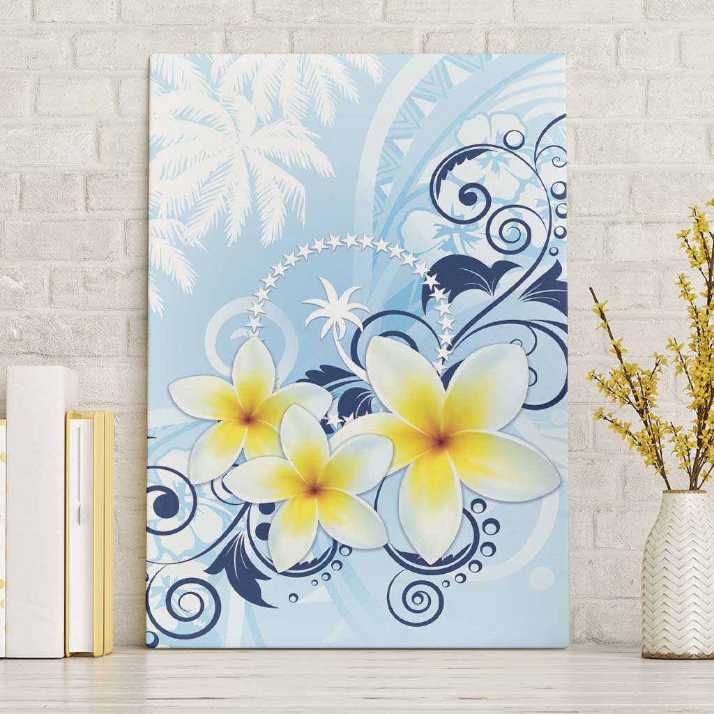 FSM Chuuk Constitution Day Canvas Wall Art Polynesian Curves Plumeria - Polynesian Pride