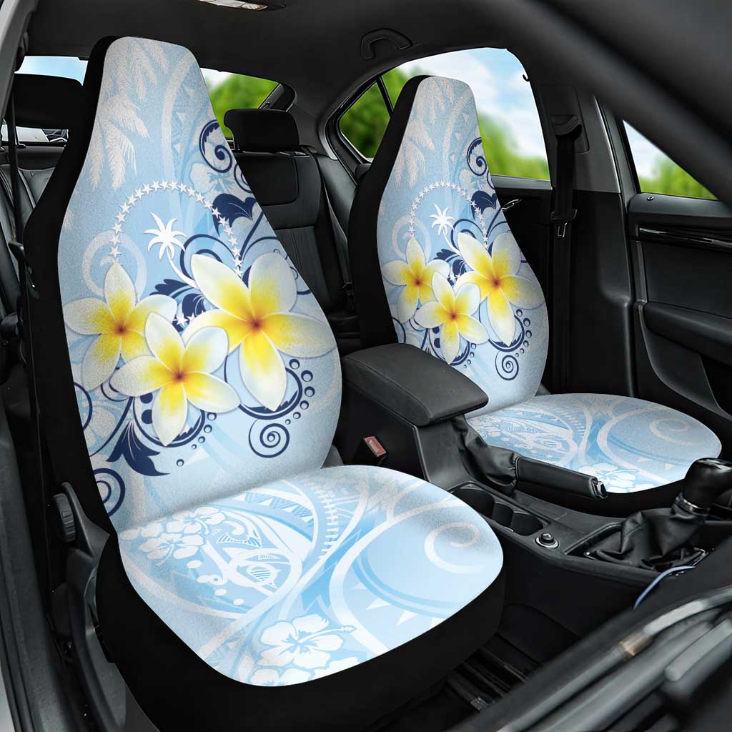 FSM Chuuk Constitution Day Car Seat Cover Polynesian Curves Plumeria - Polynesian Pride