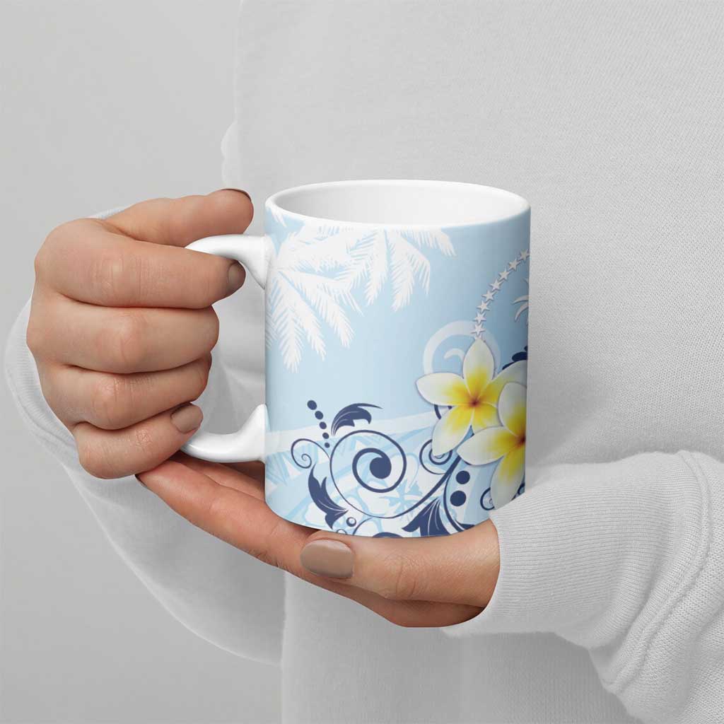 FSM Chuuk Constitution Day Ceramic Mug Polynesian Curves Plumeria - Polynesian Pride