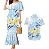 FSM Chuuk Constitution Day Couples Matching Mermaid Dress and Hawaiian Shirt Polynesian Curves Plumeria - Polynesian Pride