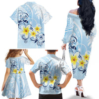 FSM Chuuk Constitution Day Family Matching Off The Shoulder Long Sleeve Dress and Hawaiian Shirt Polynesian Curves Plumeria - Polynesian Pride