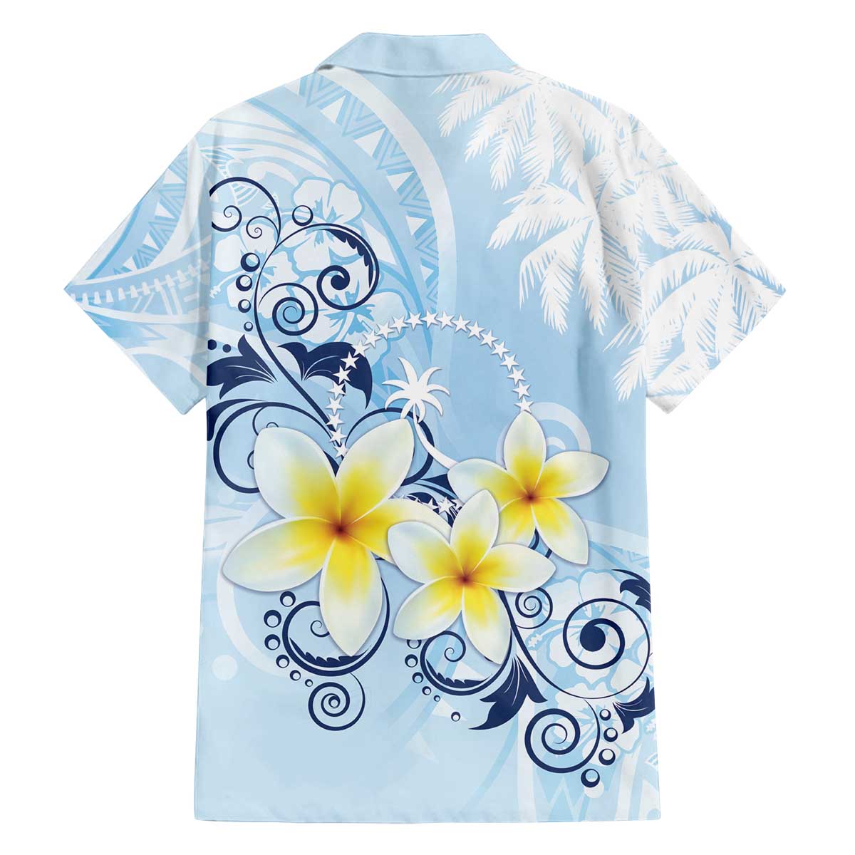 FSM Chuuk Constitution Day Family Matching Off The Shoulder Long Sleeve Dress and Hawaiian Shirt Polynesian Curves Plumeria - Polynesian Pride