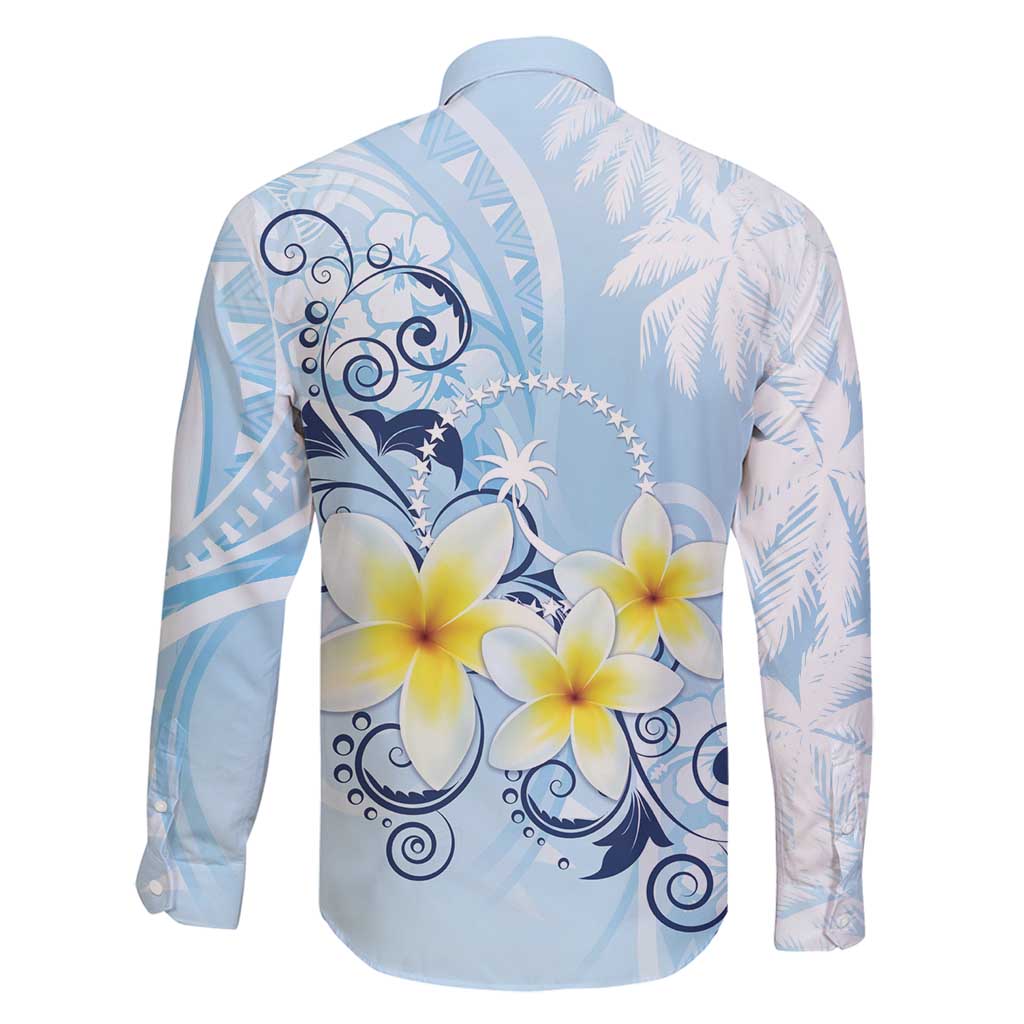 FSM Chuuk Constitution Day Family Matching Off Shoulder Short Dress and Hawaiian Shirt Polynesian Curves Plumeria - Polynesian Pride