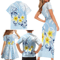 FSM Chuuk Constitution Day Family Matching Short Sleeve Bodycon Dress and Hawaiian Shirt Polynesian Curves Plumeria - Polynesian Pride