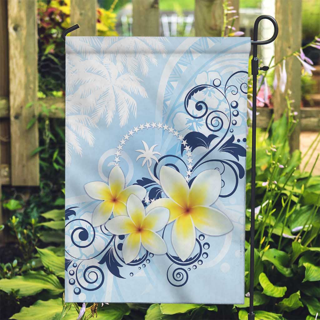 FSM Chuuk Constitution Day Garden Flag Polynesian Curves Plumeria - Polynesian Pride