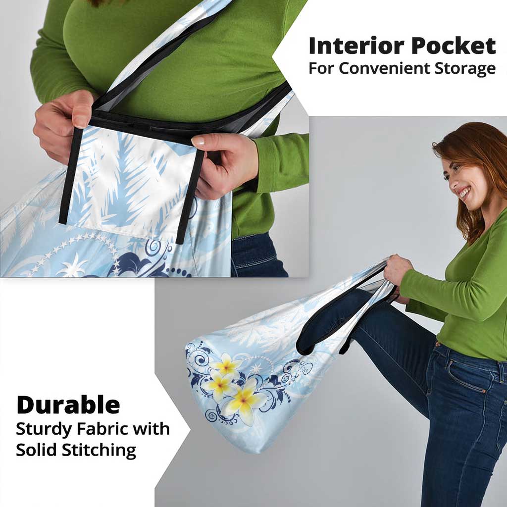 FSM Chuuk Constitution Day Grocery Bag Polynesian Curves Plumeria - Polynesian Pride