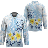 FSM Chuuk Constitution Day Hockey Jersey Polynesian Curves Plumeria - Polynesian Pride
