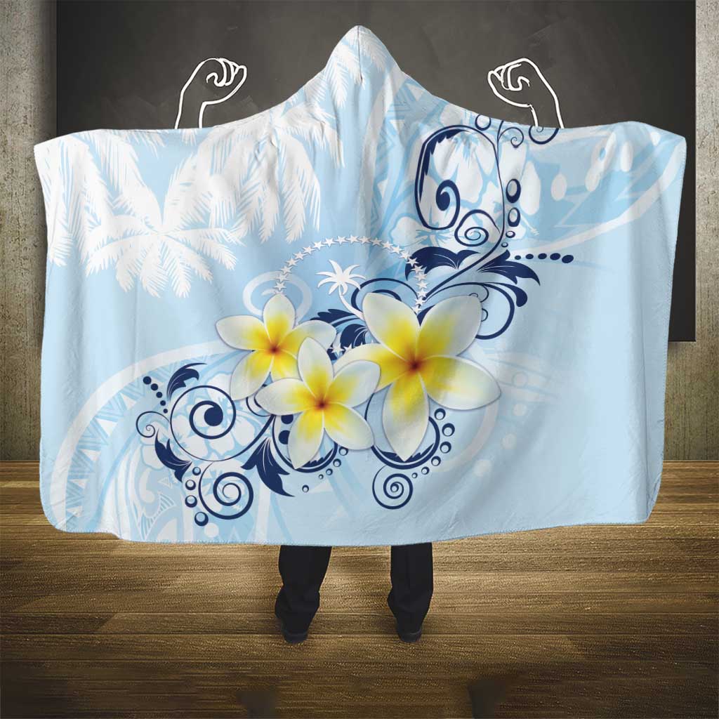 FSM Chuuk Constitution Day Hooded Blanket Polynesian Curves Plumeria - Polynesian Pride
