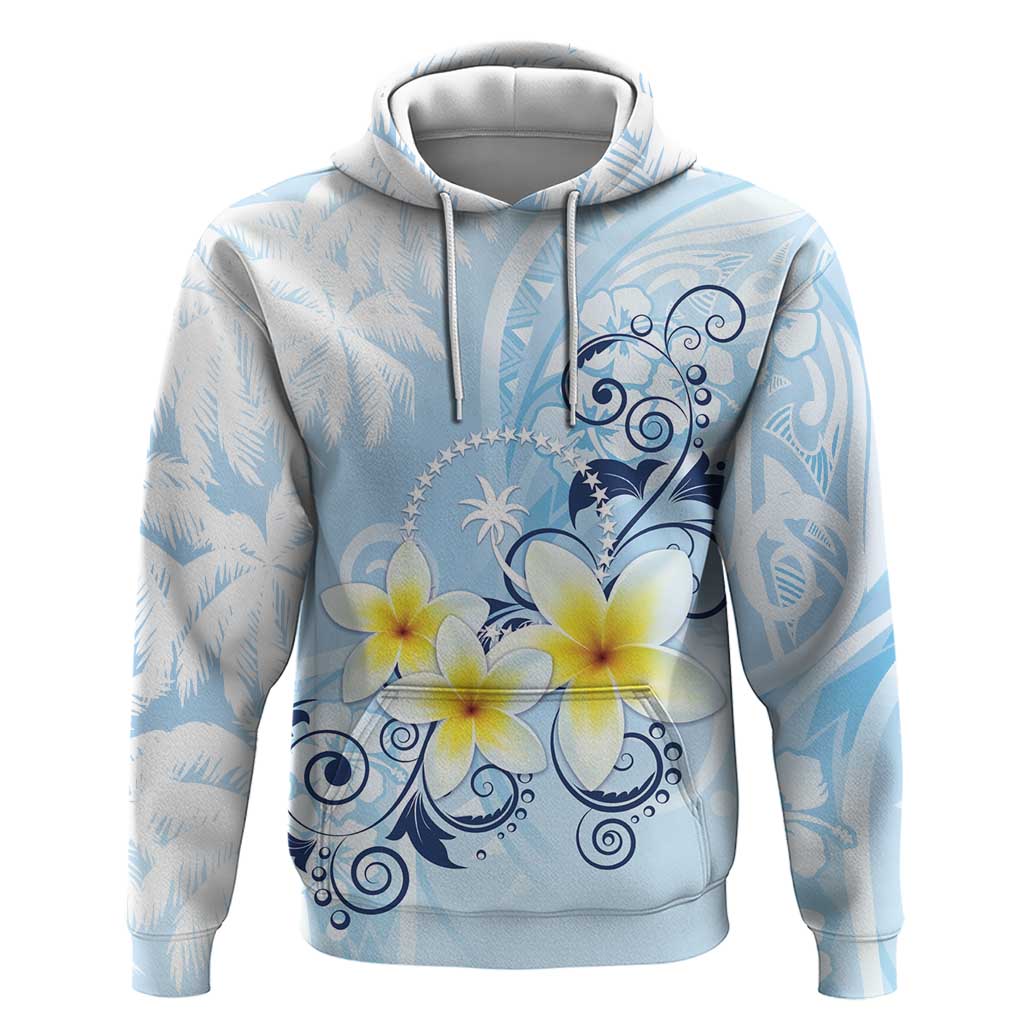 FSM Chuuk Constitution Day Hoodie Polynesian Curves Plumeria - Polynesian Pride